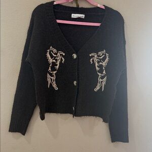 Chocolate brown Sweater with Embroidered Design